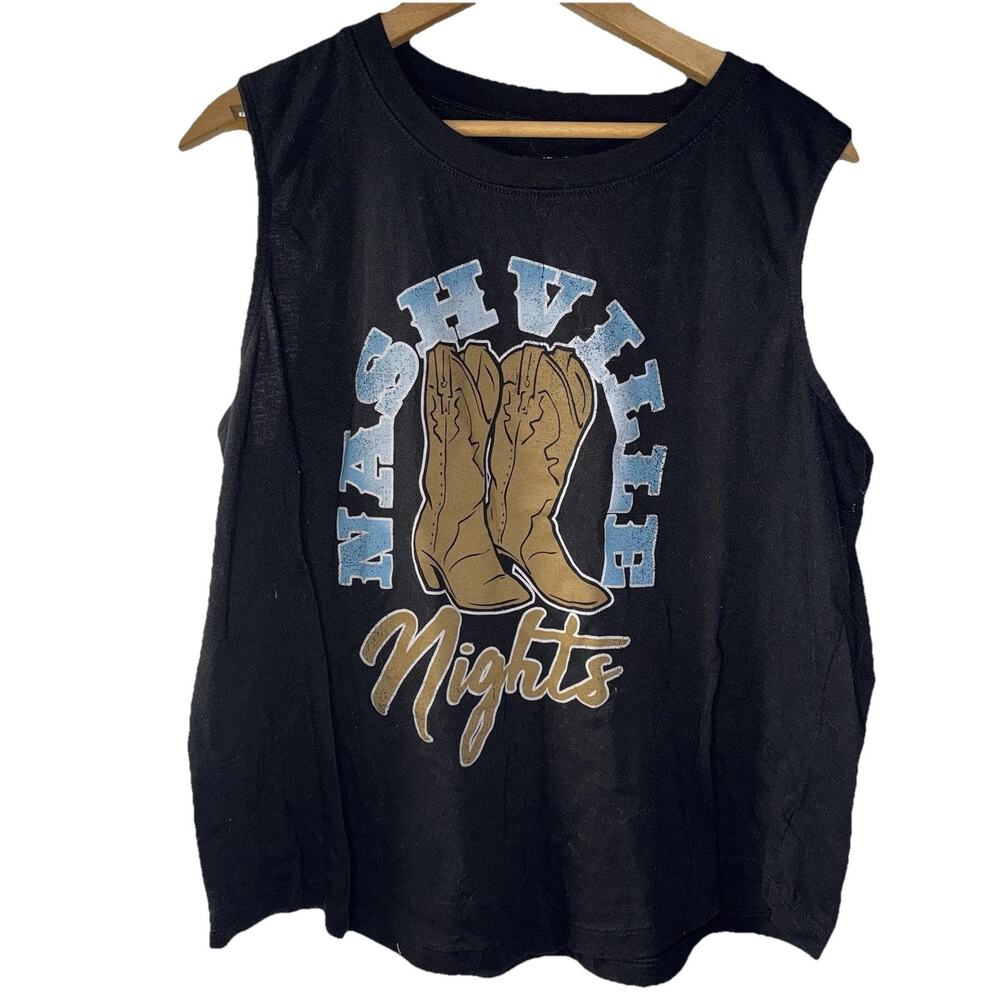 Nashville Knights graphic T-shirt, size Large Black cowboy boots, Sleeveless